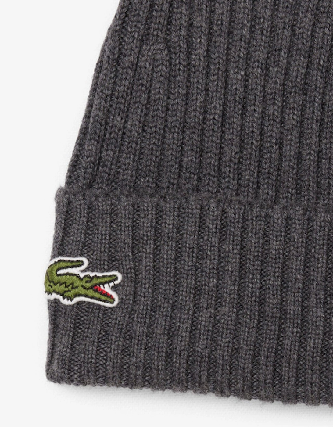 Lacoste Rib Knit Brushed Wool Beanie