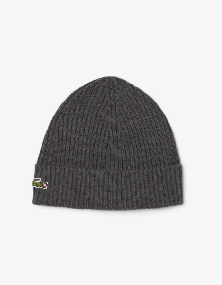 Lacoste Rib Knit Brushed Wool Beanie