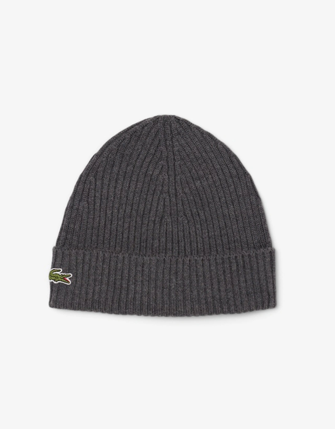 Lacoste Rib Knit Brushed Wool Beanie