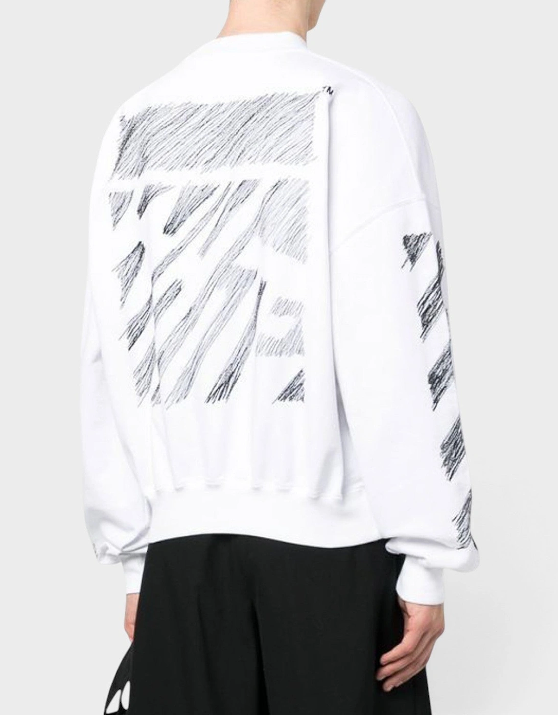 Scribble Diag Print Sweatshirt White
