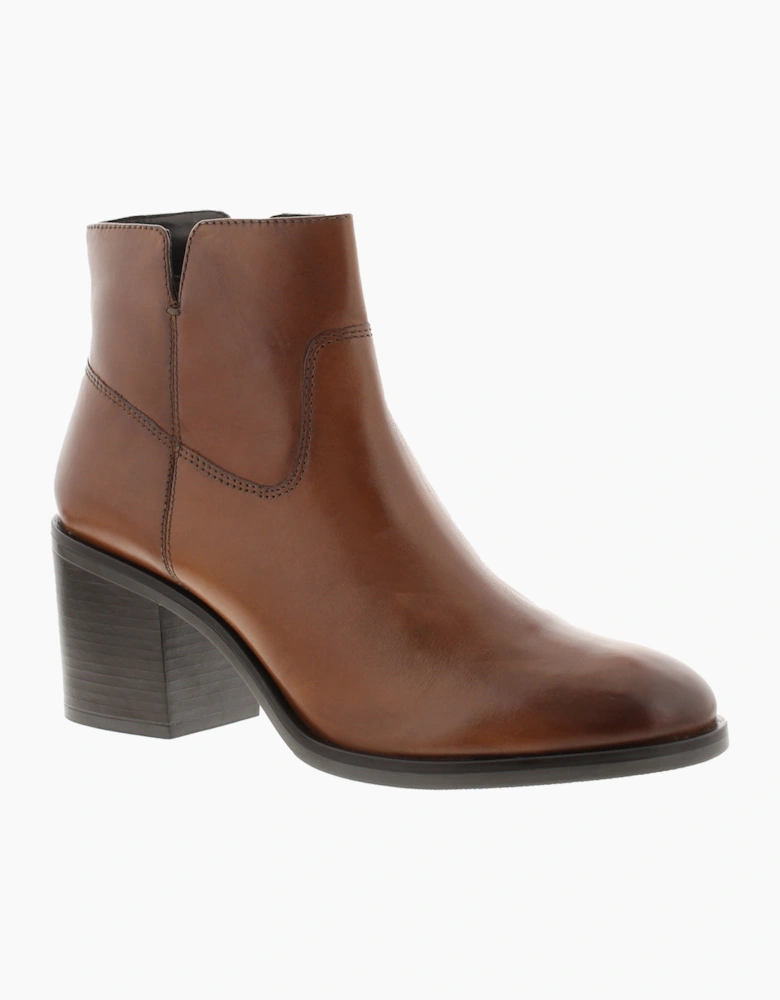 Clarks Womens Ankle Boots Valvestino Lo Dark Tan Leather Zip Fastening UK Size