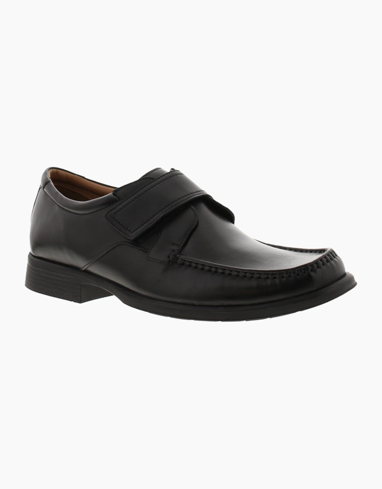 Clarks Mens Smart Shoes Huckley Roll Black Leather Touch Fastening Slip On UK Si
