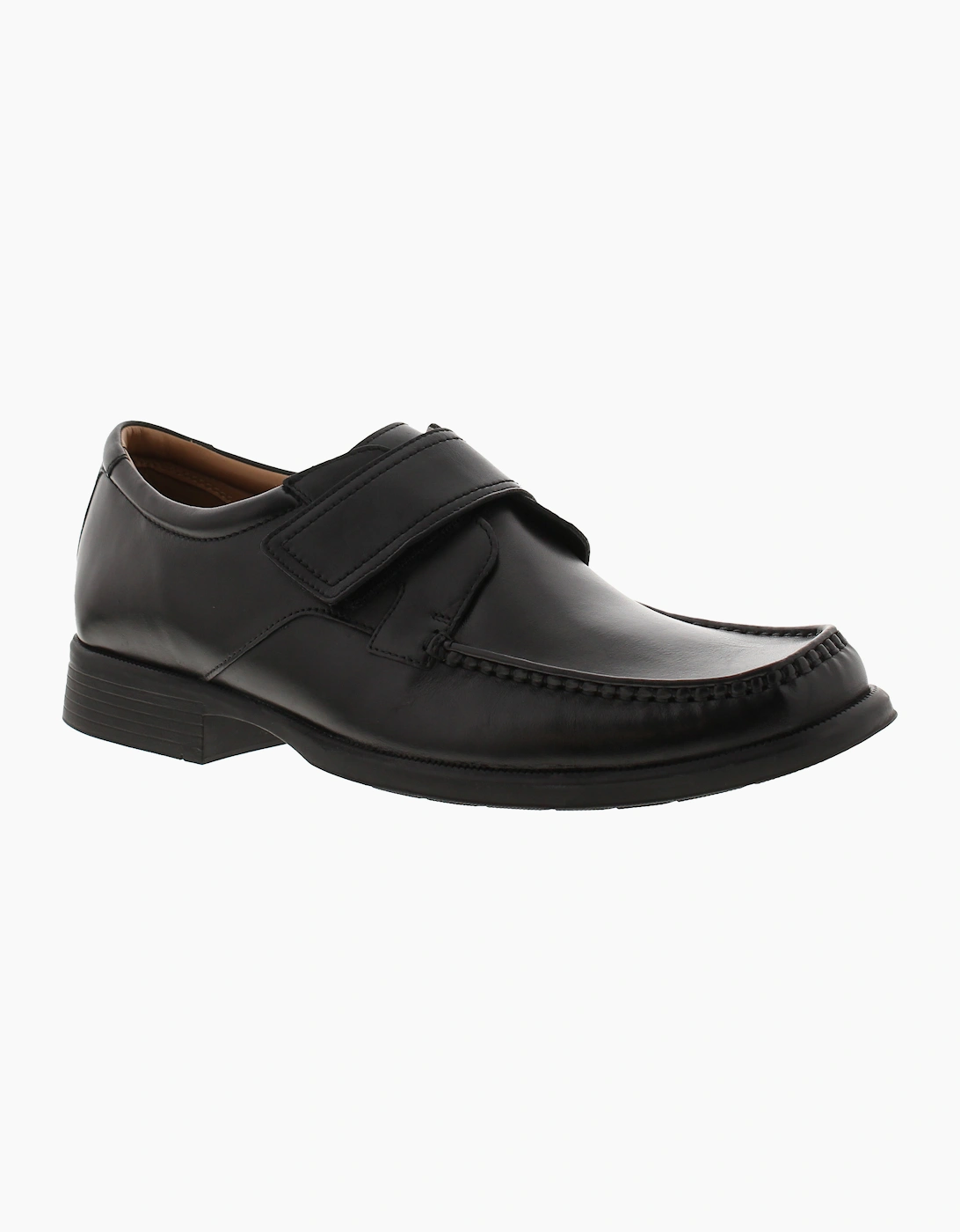 Clarks Mens Smart Shoes Huckley Roll Black Leather Touch Fastening Slip On UK Si