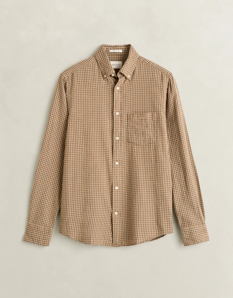 GANT Mens Regular Fit Windblown Flannel Check Shirt - 277 Dry Sand