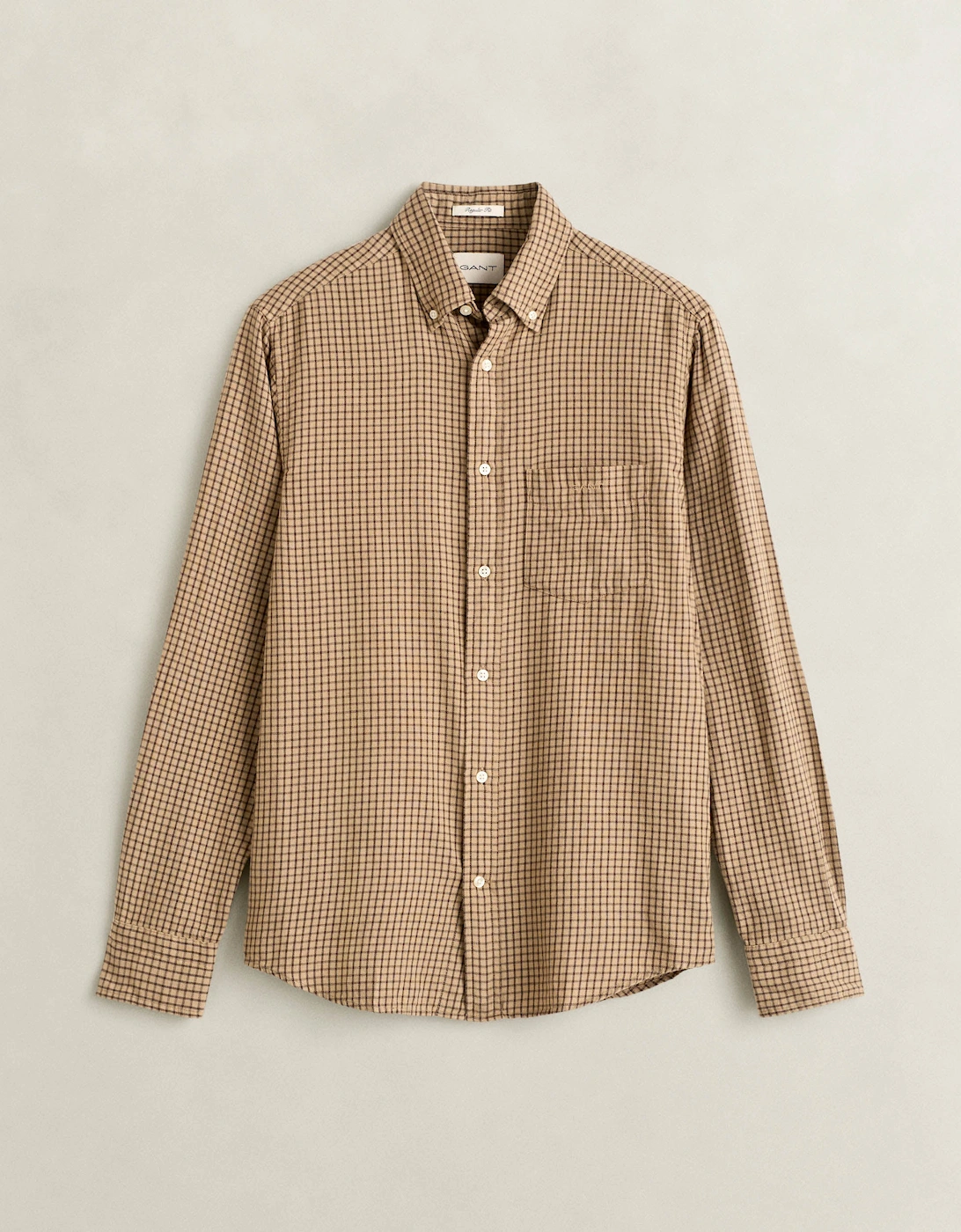 GANT Mens Regular Fit Windblown Flannel Check Shirt - 277 Dry Sand