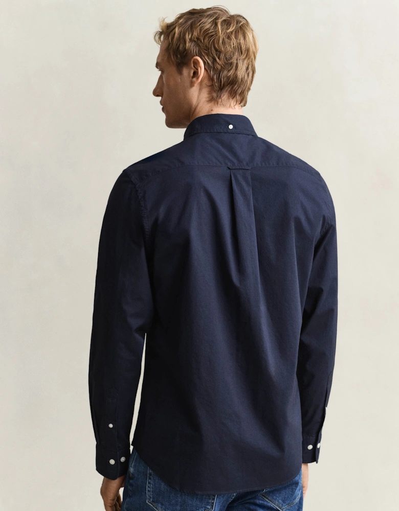 GANT Mens Regular Fit Long Sleeve Poplin Shirt - 433 Evening Blue