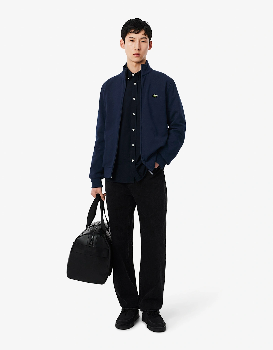 Lacoste Half Zip Mens Fleece Sweatshirt - Navy Blue 166
