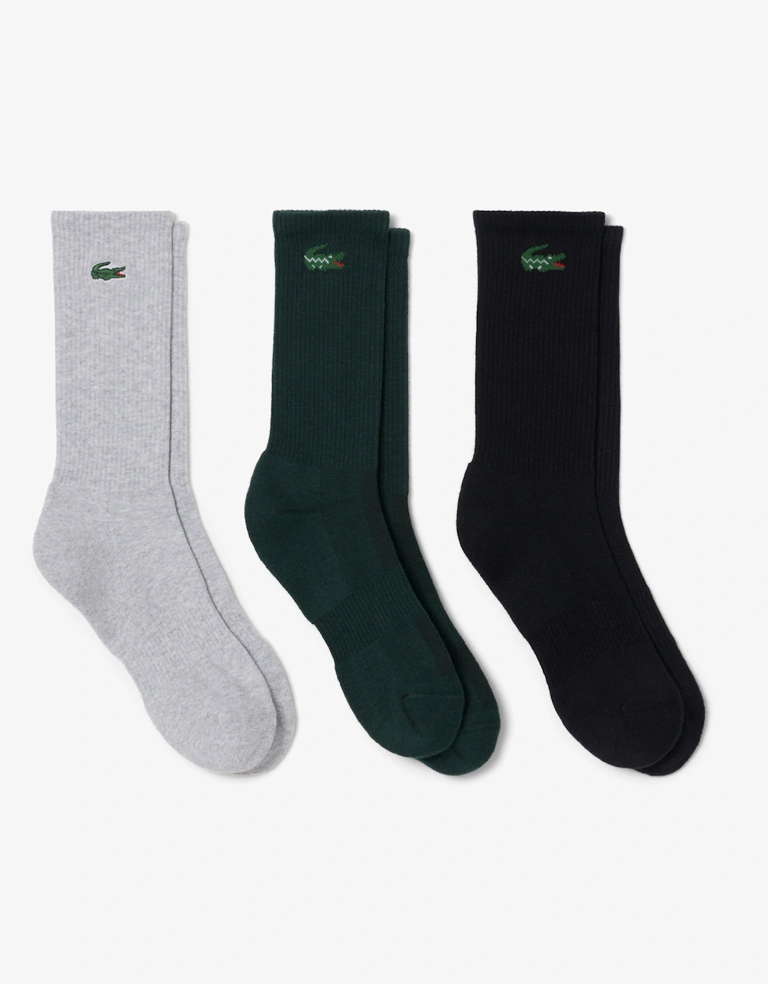 Lacoste Men's Lacoste Unisex Calf Socks Adult Knit - Silver Chine/Sinople-Black AI4 - Black/Black