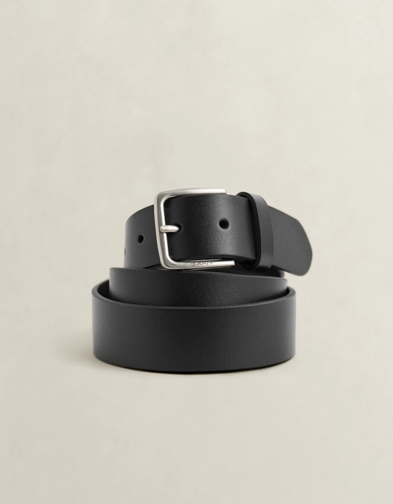 GANT Mens Logo Buckle Leather Belt - 5 Black