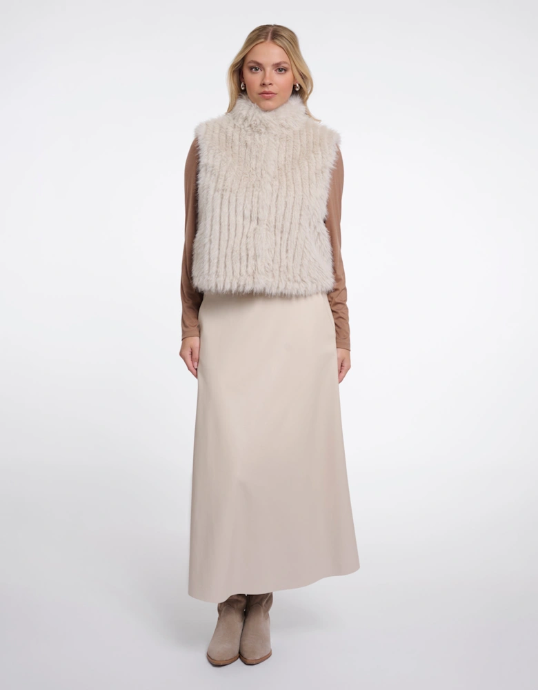 Rino & Pelle Dava Womens Faux Fur Waistcoat With Button Closure - Birch