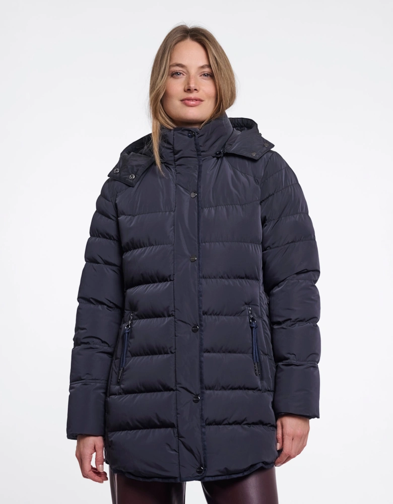 Rino & Pelle Nusa Womens Padded Coat With Detachable Hood - Dark Navy