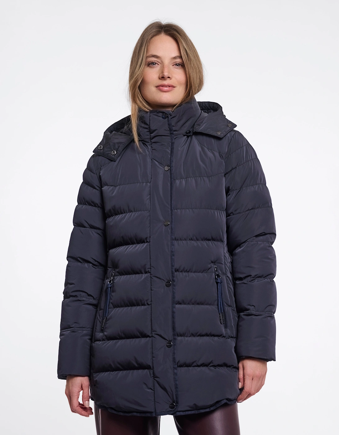 Rino & Pelle Nusa Womens Padded Coat With Detachable Hood - Dark Navy