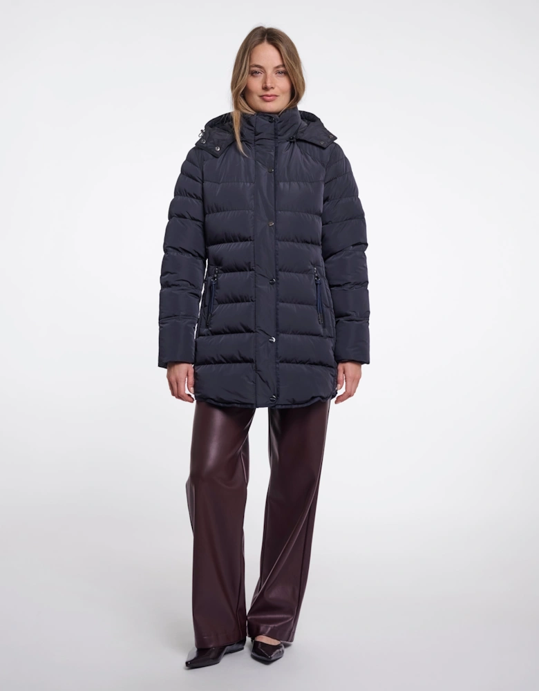 Rino & Pelle Nusa Womens Padded Coat With Detachable Hood - Dark Navy