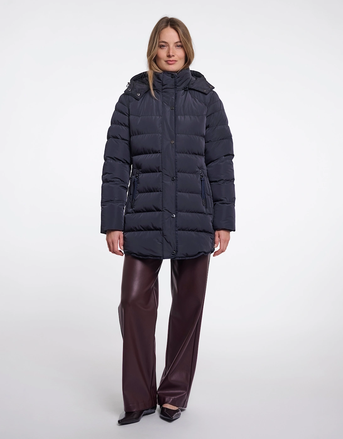 Rino & Pelle Nusa Womens Padded Coat With Detachable Hood - Dark Navy
