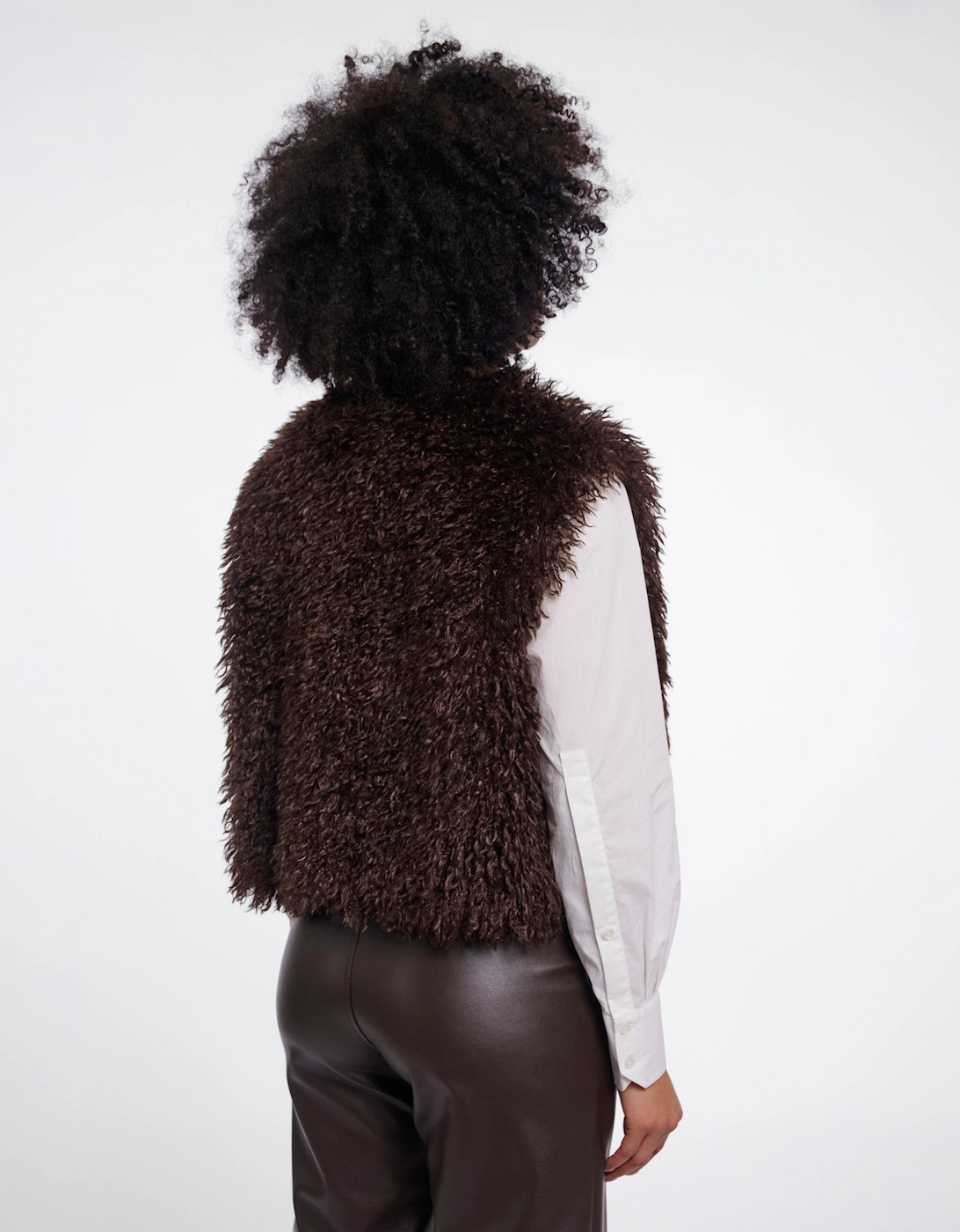 Rino & Pelle Sensy Womens Faux Fur Waistcoat - Coffee Roast