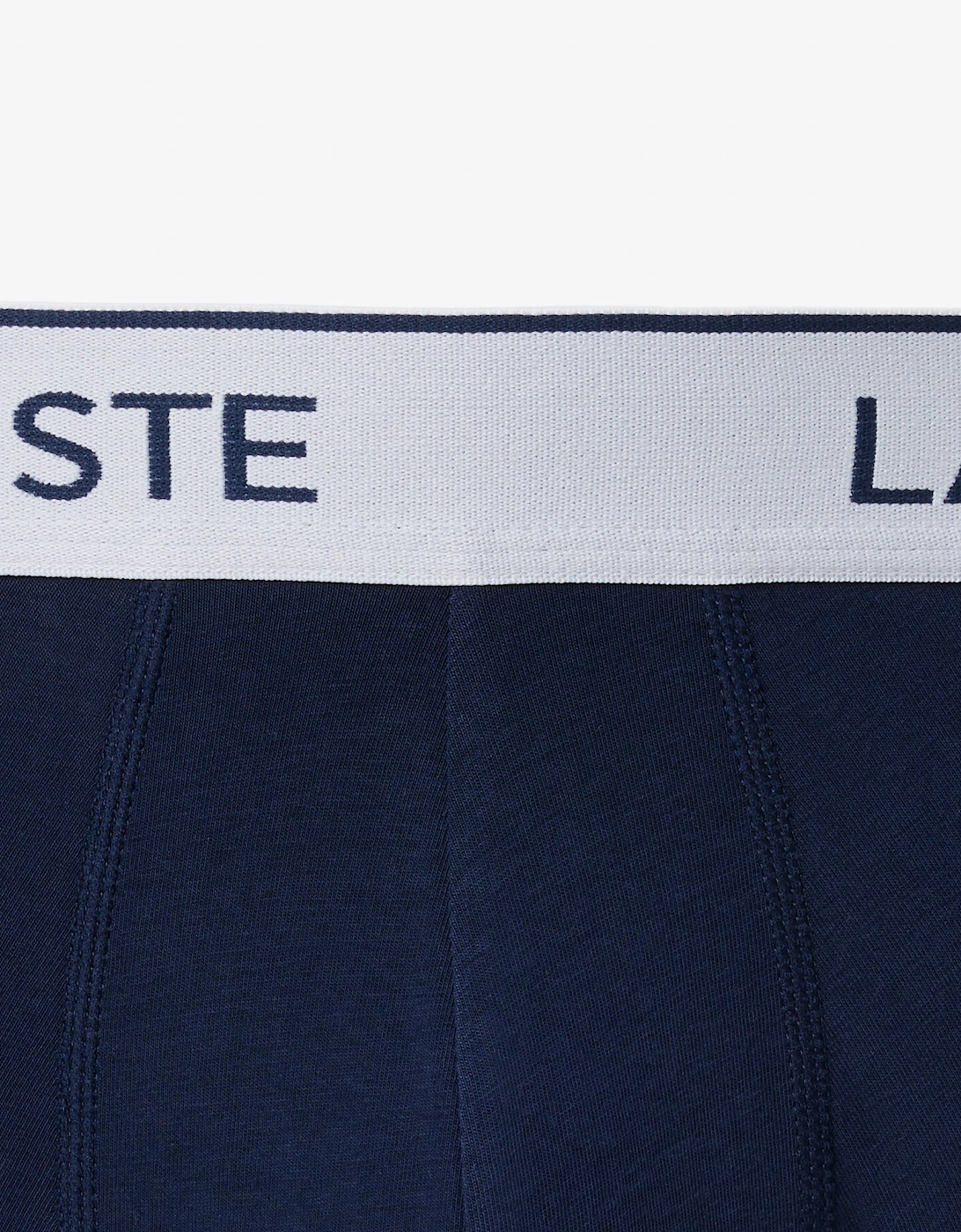 Lacoste 3-Pack Contrast Stripe Stretch Cotton Mens Trunks - Navy Blue 166
