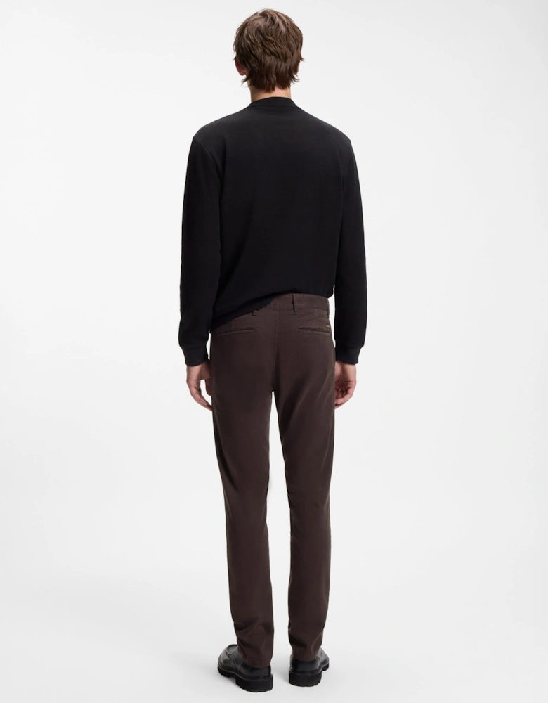 BOSS Orange Mens Slim Fit Chinos in Stretch-Cotton Satin - Dark Brown 207