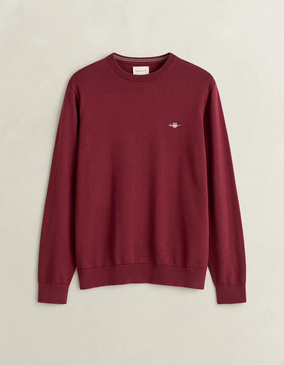 GANT Mens Classic Cotton Shield Logo Crew Neck Jumper - 676 Deep Grape Wine