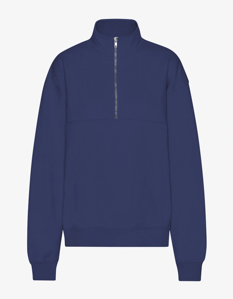 Colorful Standard Organic Quarter Zip Sweatshirt - Marine Blue