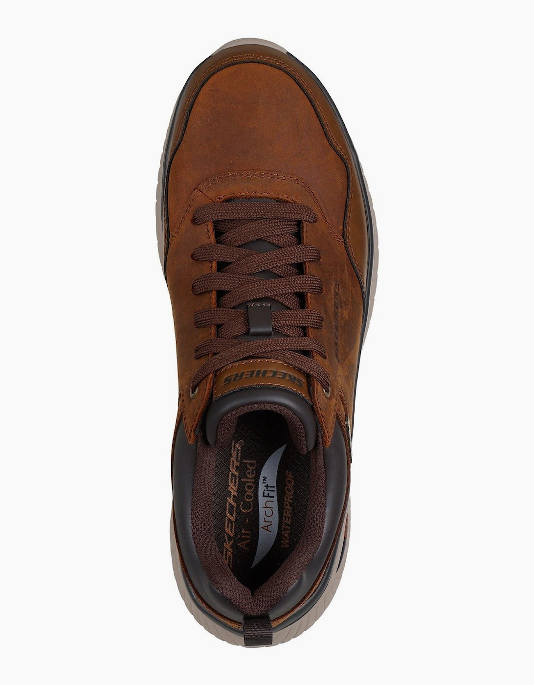 Skechers Arch Fit Crosser Ronaldo Leather Men's Dark Brown Leather Lace-Up Shoes