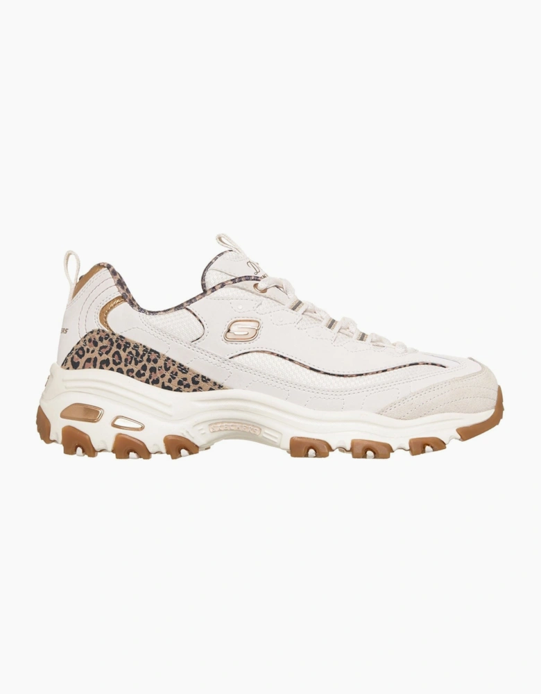 Skechers D'Lites Wild Charm Leather Women's White/Leopard Trainers
