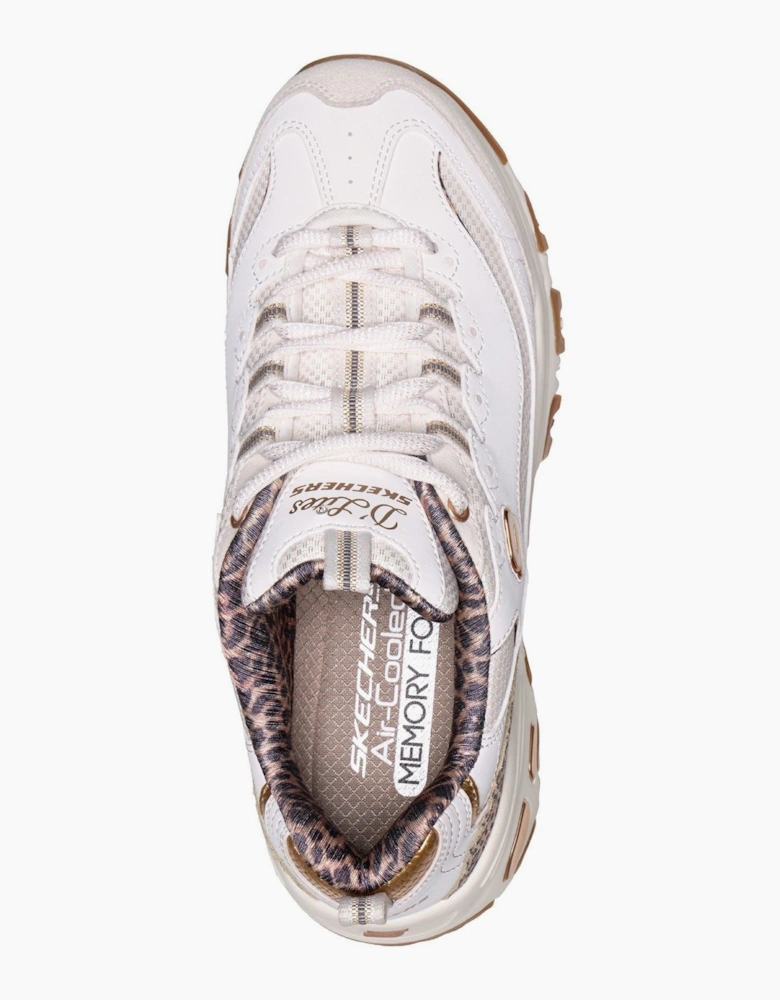 Skechers D'Lites Wild Charm Leather Women's White/Leopard Trainers