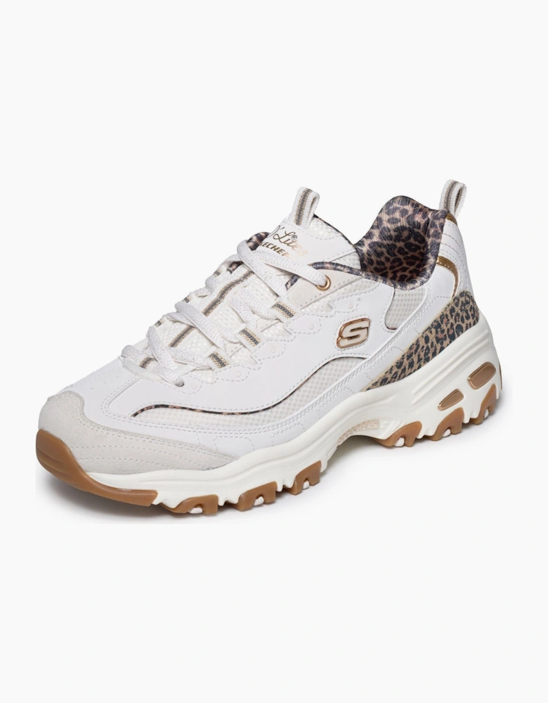 Skechers D'Lites Wild Charm Leather Women's White/Leopard Trainers