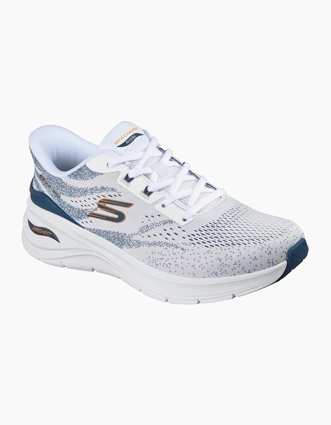 Skechers Arch Fit 3.0 Textile Men's White Mesh/Tpu/Navy Trim Trainers