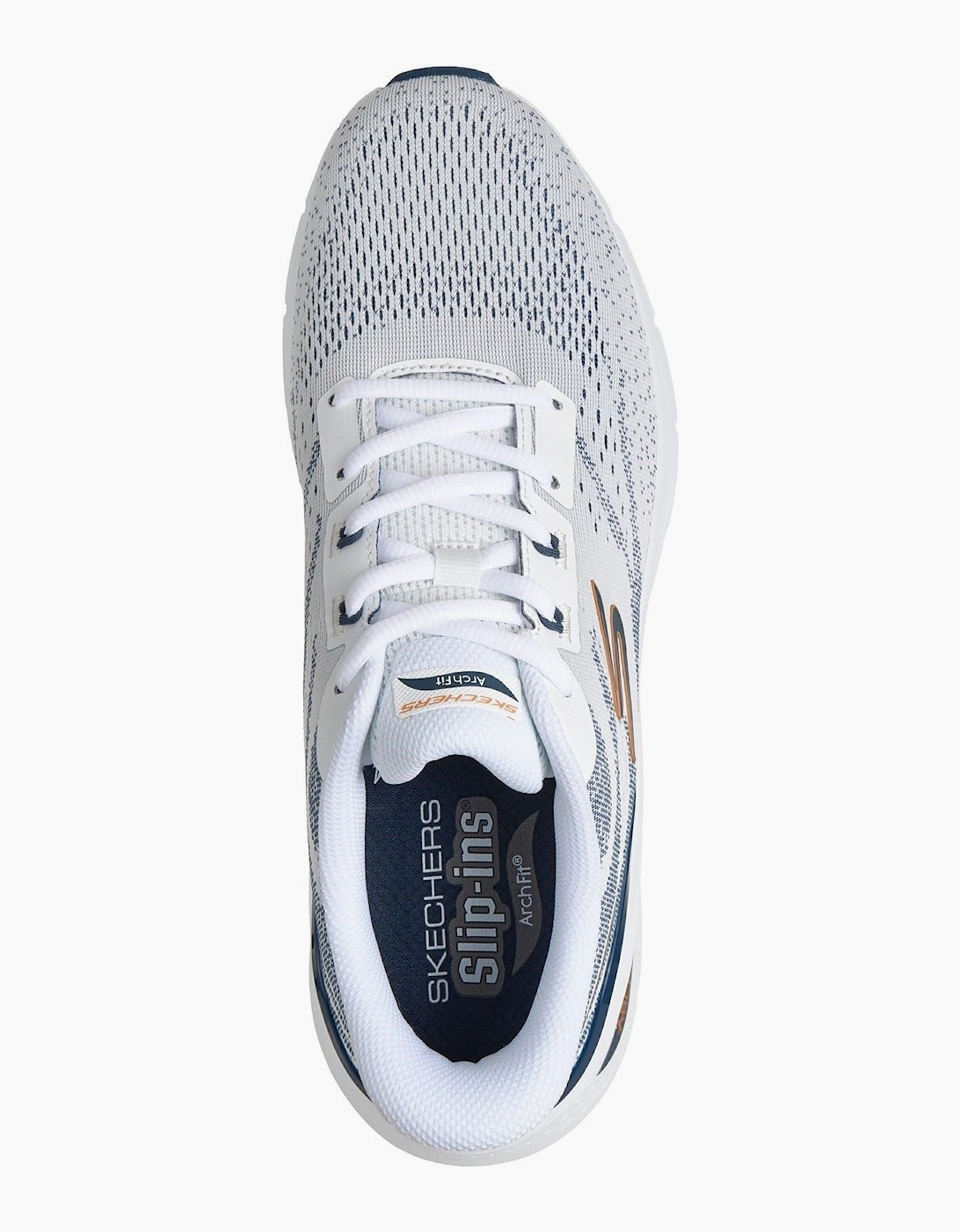 Skechers Arch Fit 3.0 Textile Men's White Mesh/Tpu/Navy Trim Trainers