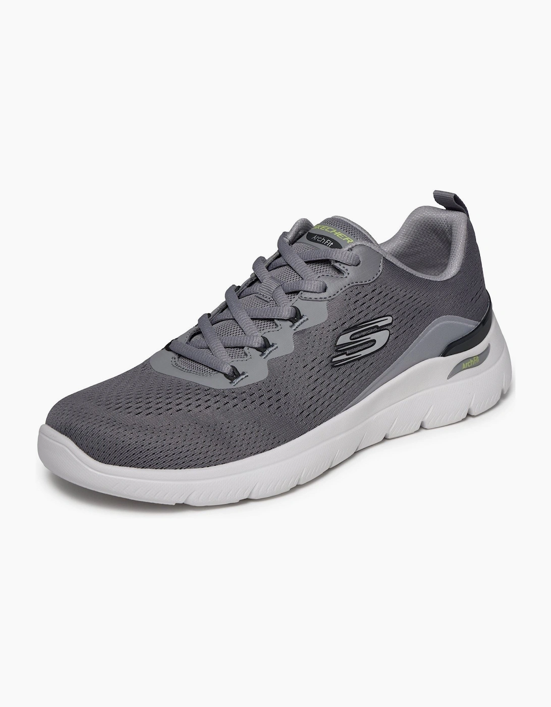 Skechers Arch Fit Summits Kravel Textile Men's Charcoal Mesh/Lime Trim Trainers