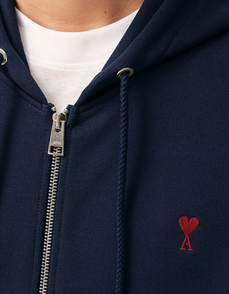 Men's Navy Ami Paris de Coeur Zipped Hoodie