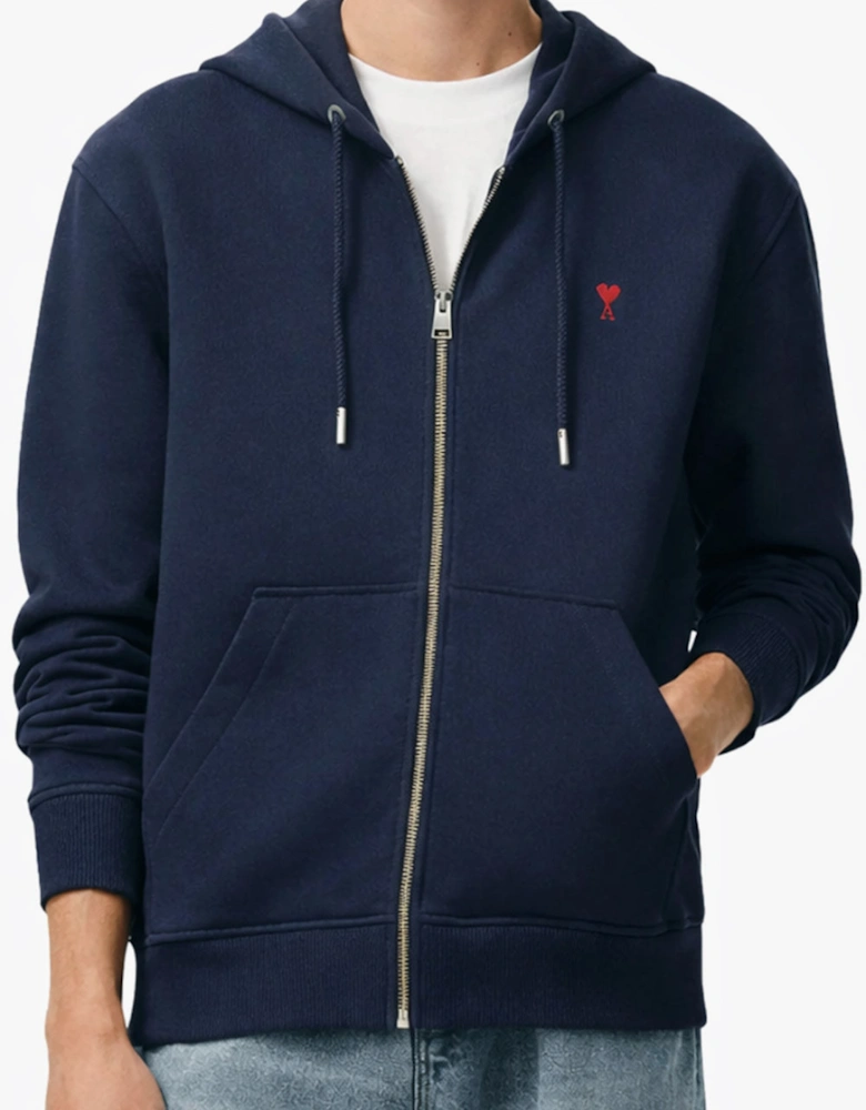 Men's Navy Ami Paris de Coeur Zipped Hoodie
