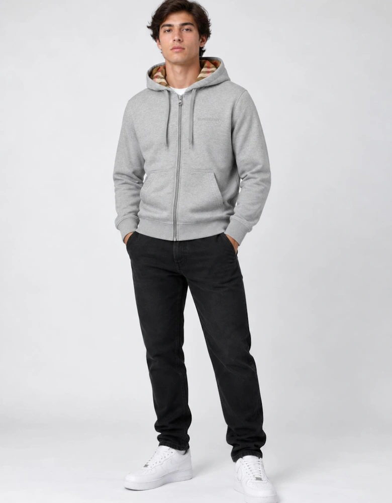 Burberry Hove Check Hoodie Grey