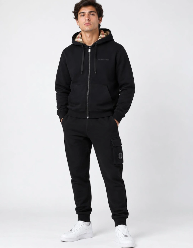 Burberry Hove Check Hoodie Black