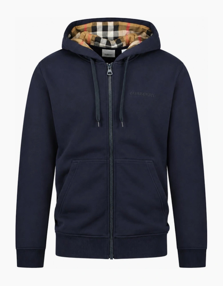 Burberry Hove Check Hoodie Navy