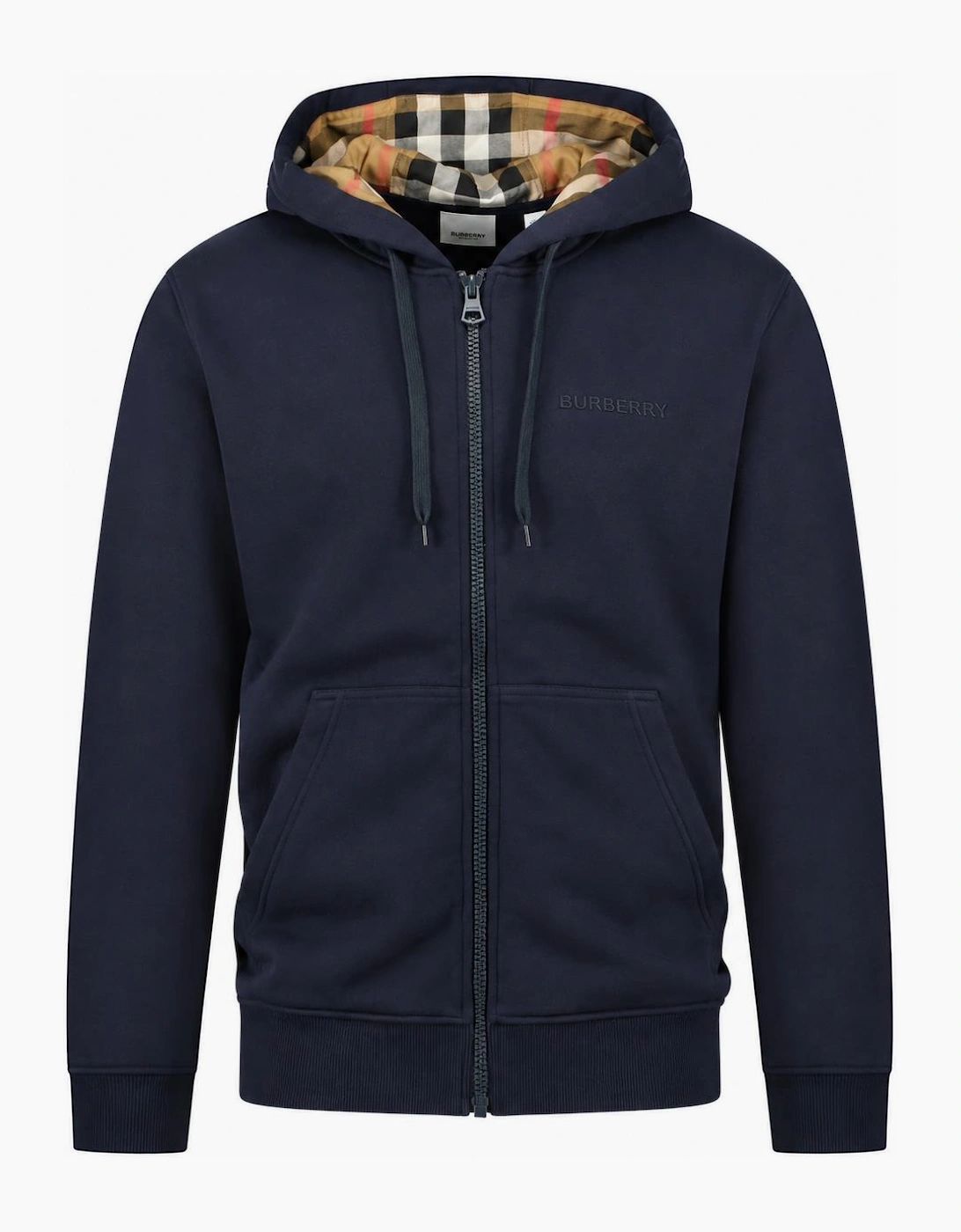 Burberry Hove Check Hoodie Navy