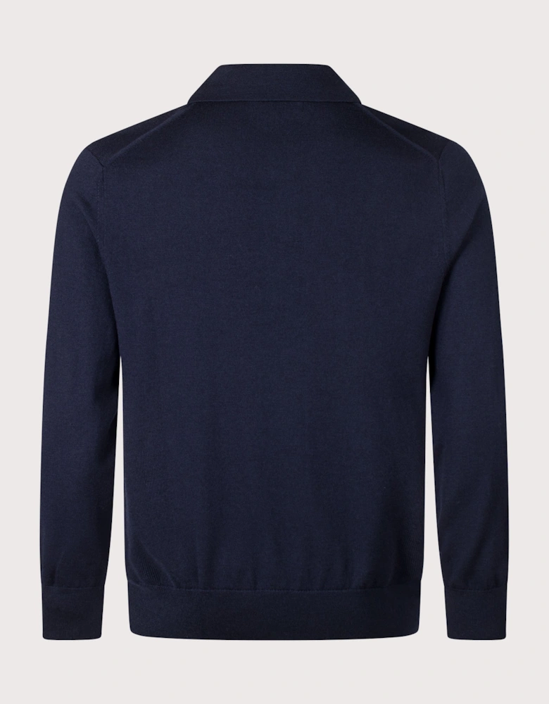 Emerson Long Sleeve Wool Knitted Polo Shirt