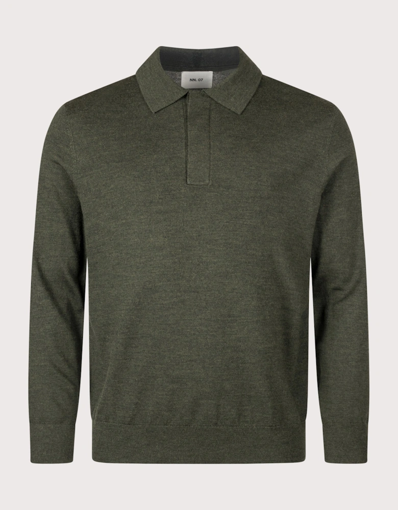 Emerson Long Sleeve Wool Knitted Polo Shirt