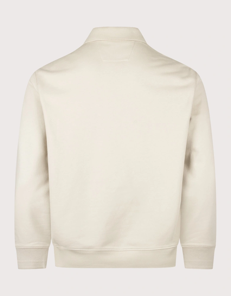 Diagonal Raised Fleece Polo Collar Sweatshirt