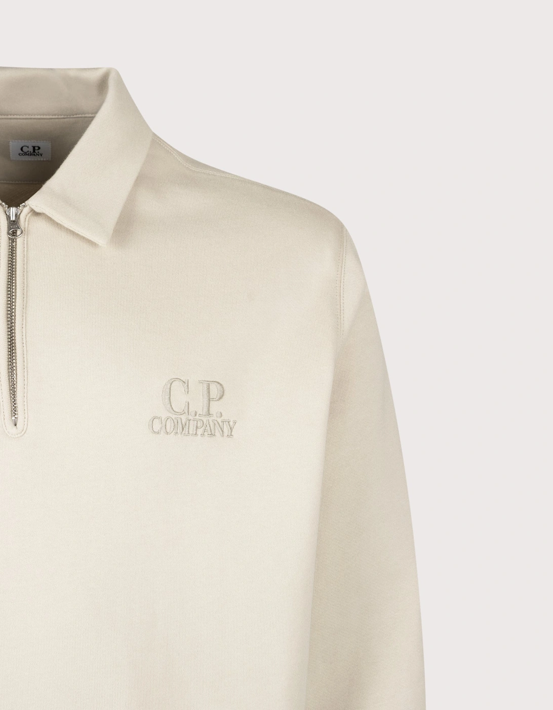 Diagonal Raised Fleece Polo Collar Sweatshirt