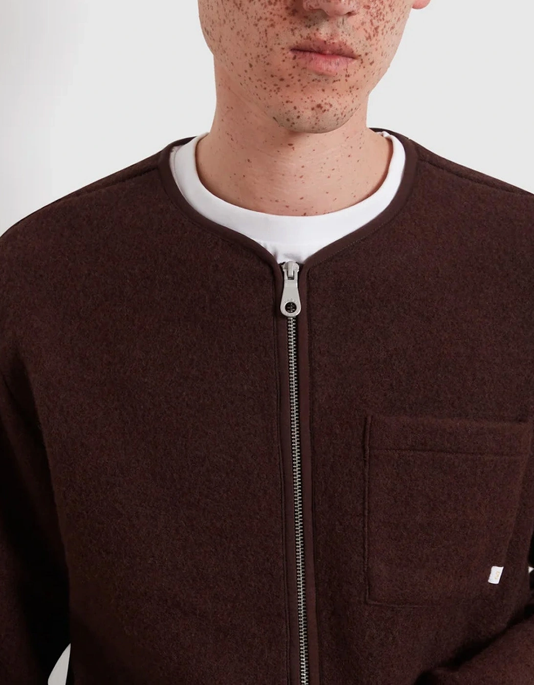 Farah Tucker Wool Blend Collarless Zip Liner