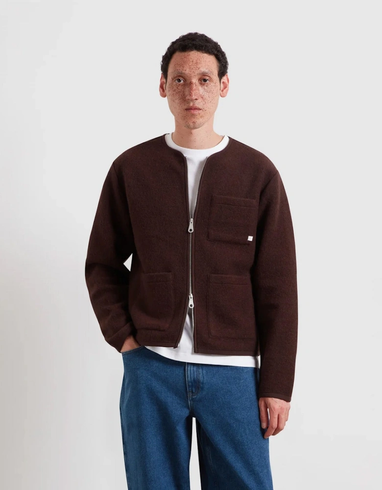 Farah Tucker Wool Blend Collarless Zip Liner