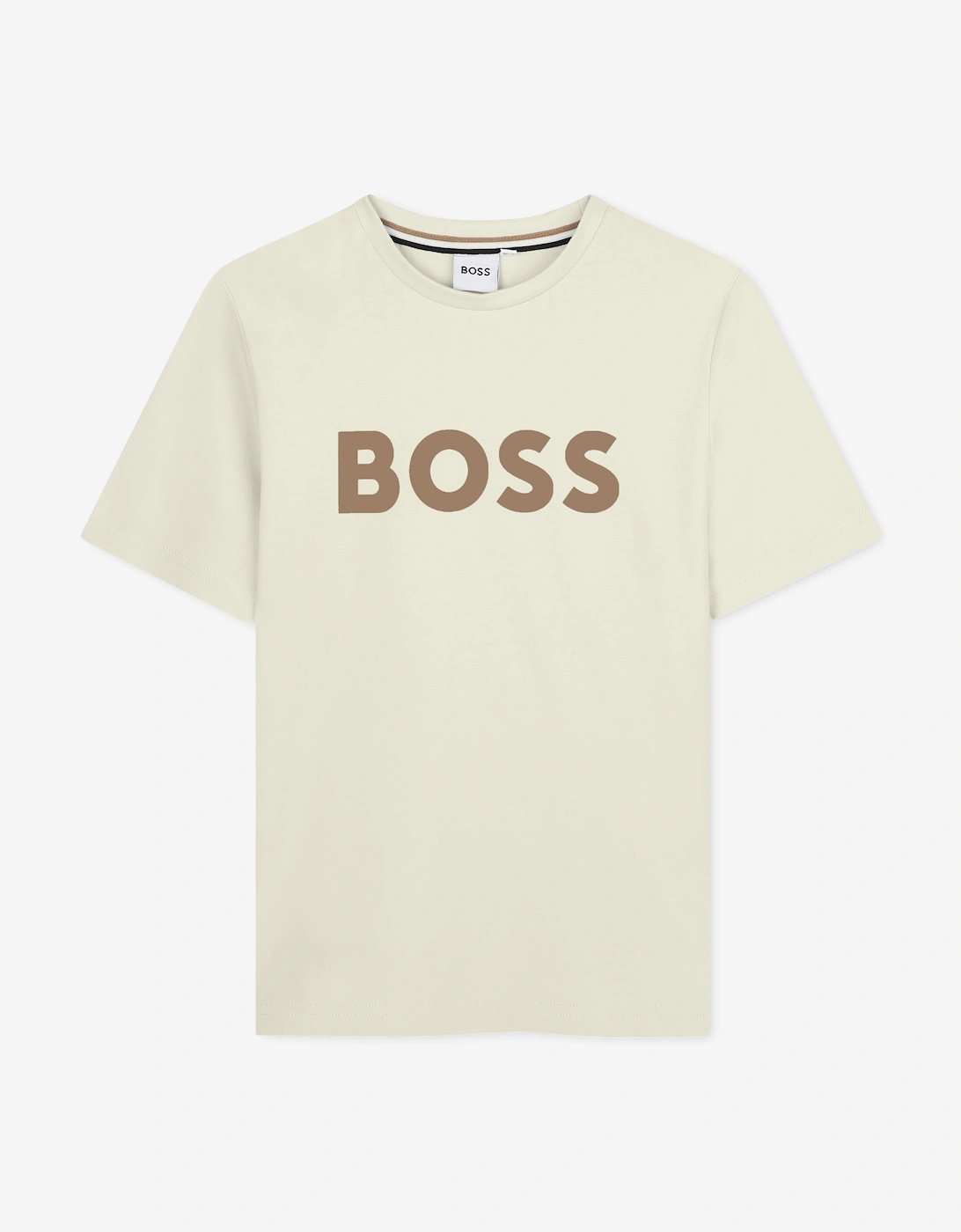 BOSS Boys Logo Print T-Shirt in Ivory
