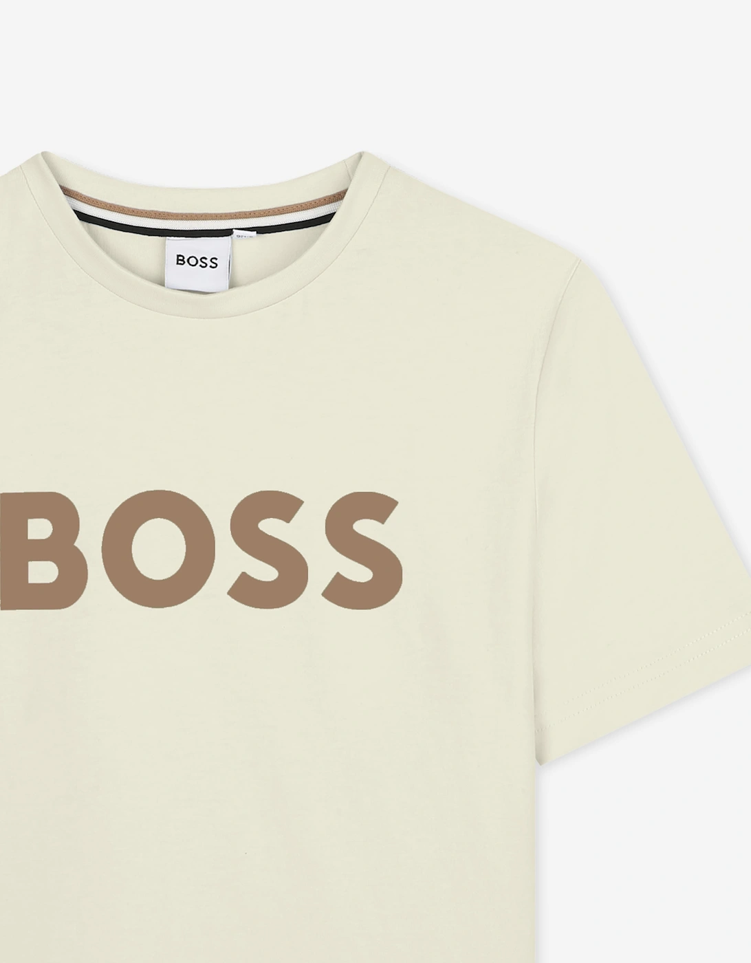 BOSS Boys Logo Print T-Shirt in Ivory