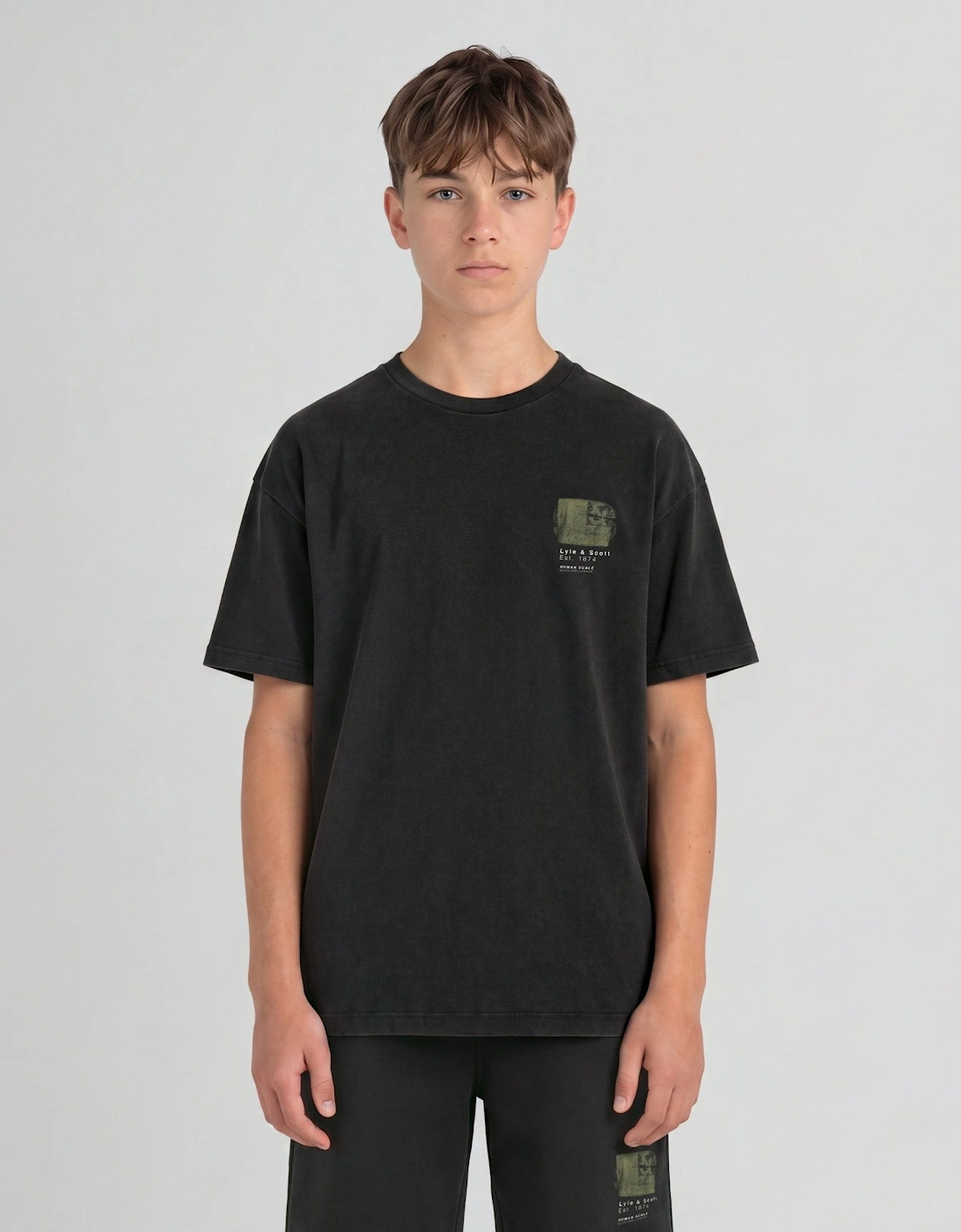 Lyle & Scott Lyle And Scott Boy's Half Tone Monogram Graphic T-Shirt - Black