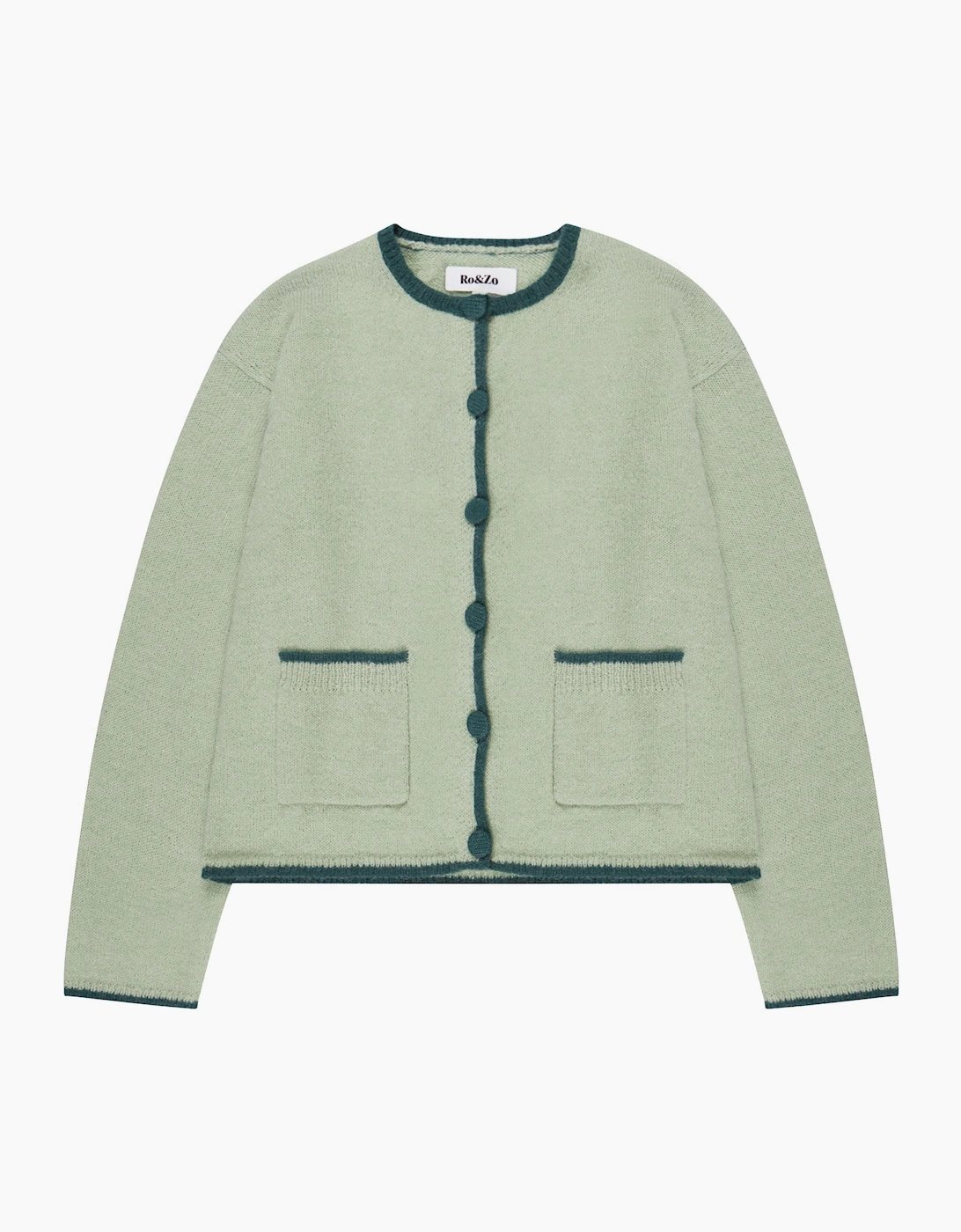 Contrast-Stitch Knit Cardigan with Wool and Alpaca