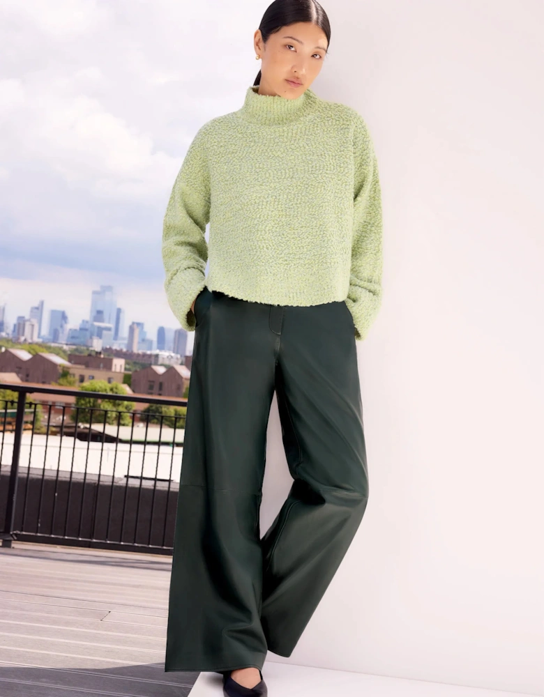 Green Boucle Deep Cuff Jumper