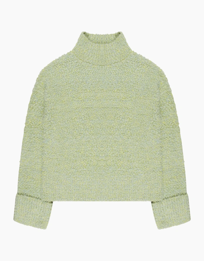 Green Boucle Deep Cuff Jumper