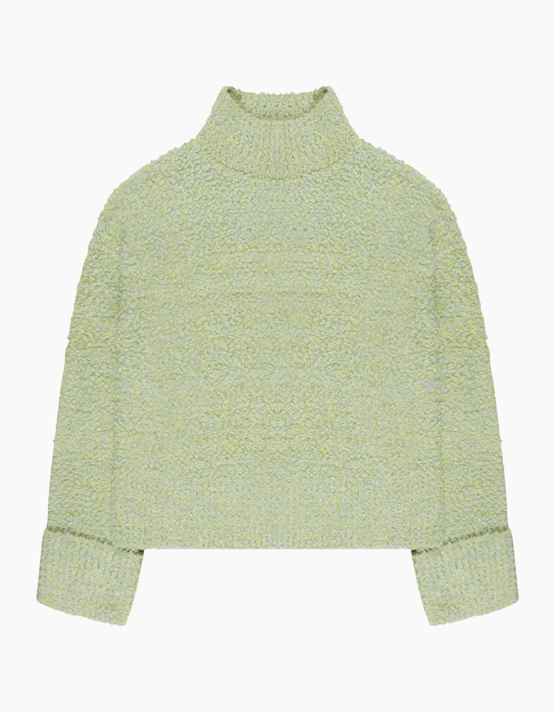Green Boucle Deep Cuff Jumper