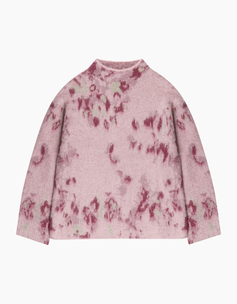 Abstract Floral Jacquard Knit Jumper with Wool and Alpaca